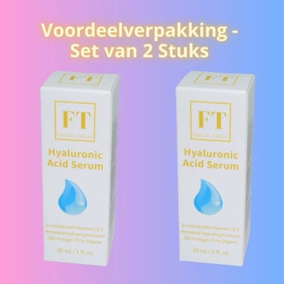 Hyaluronzuur Serum 30 ml – Verpakkingsvoordeel 2 stuks - Met Vitamine C & E – Hydraterend & Verzorgend - Voor Alle Huidtypen - Facial Treat - Huidverzorging - 2-pack