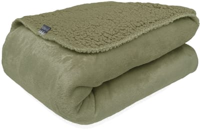 HOOMstyle Lotus Plaid - Fleece Deken - Teddy - 130 x 170 cm - Olijfgroen