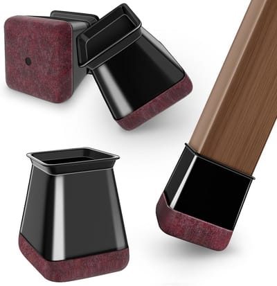 Kleine Zwarte Vierkante Siliconen Vloerbeschermers voor Stoelen - 24 Stuks