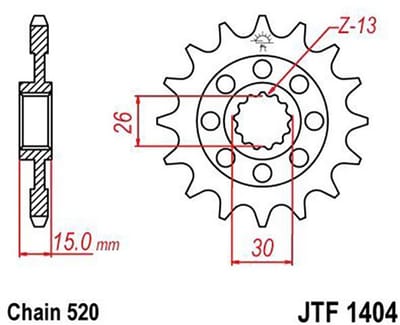 Jt Sprockets 520 Jtf1404.16 Steel Voortandwiel Zilver 16t