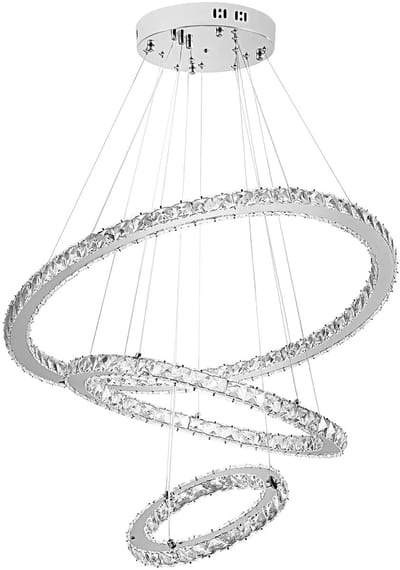 ACXIN Hanglamp LED Kristal - 96W - 3 ringen - Dimbaar - In hoogte verstelbaar - Modern - Voor woonkamer slaapkamer eetkamer