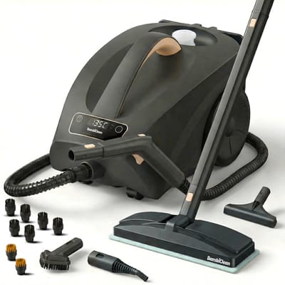 BambiClean® SteamBuddyPro Stoomreiniger - Krachtige Vloerreiniger voor 100+ oppervlakten - In 30S opgewarmd - Tot 150°C - 4.0 Bar Stoomdruk - Badkamer & Woonkamer - Navulbaar