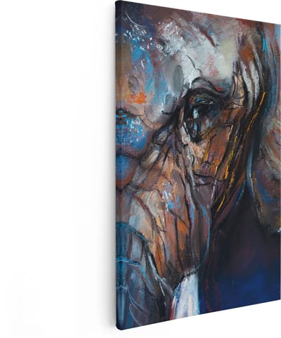 Artaza Canvas Schilderij Olifant - 80x120 cm - Groot - Wanddecoratie Dieren - Muurdecoratie Abstract - Schilderijen Op Canvas