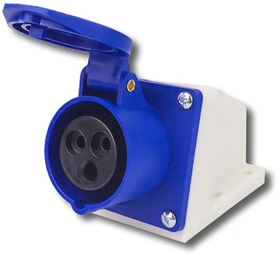 By shayne - 3-pins stopcontact - Waterdichte aansluiting - IP44 - Blauw - Industriële wandstopcontact - Geschikt voor camping en caravan - 16A/32A