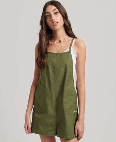 Superdry Vintage Woven Mouwloze Overall Groen XS Vrouw