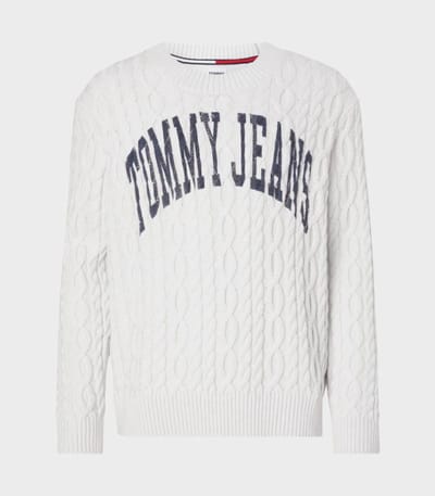 Tommy Jeans | TJM Rlxd Collegiate Sweater | Kabel met print | Licht grijs | Maat L