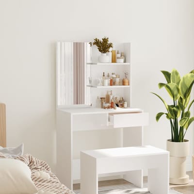 vidaXL - Kaptafel - met - spiegel - 74,5x40x141 - cm - wit