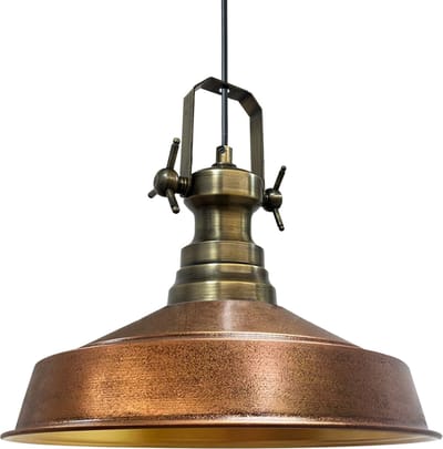 Bamyum Asletl-Y Hanglamp Industrieel van Metaal Ø41 cm, Vintage Pendellamp, E27, Koper Hanglamp Vintage