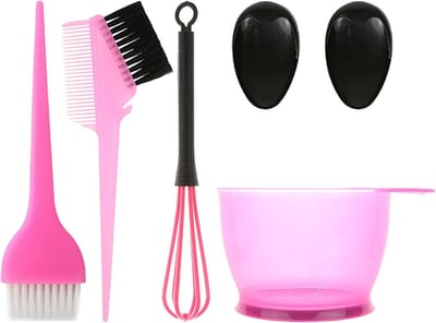 Famanu - 6-delige haarverfkit met borstels en kommen, DIY haarkleuring voor thuis of kapsalon – Roze