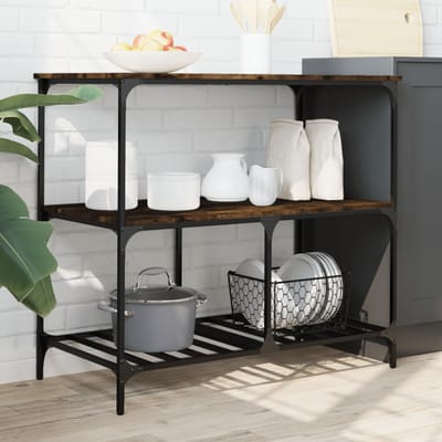 vidaXL - Keukentrolley - 100x50x95 - cm - bewerkt - hout - gerookt - eikenkleurig