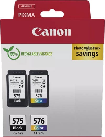 Canon PG-575 & CL-576 - Inktcartridge + Retourzakje - Origineel - Standaard capaciteit - Zwart en Kleur
