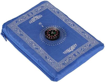 Gebedsmat - Reiskleed - Dagelijks Gebruik - Inclusief Kompas - 60 x 100 cm - Blauw