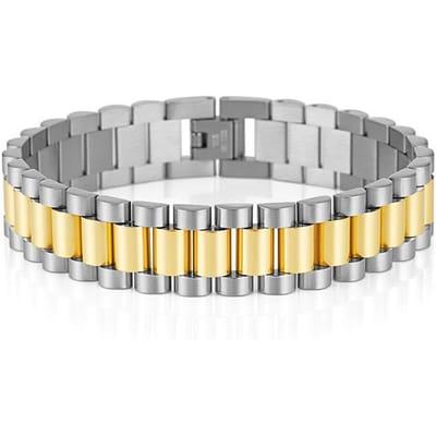 15 mm Breed 8 /8 .86 Inch Lang Horlogeketting Polsband Heren Armband Voor Mannen Zwart Goudkleurig Roestvrij Staal Jongens Sieraden Groothandel 22cm white
