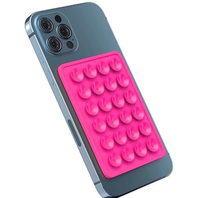 Verdikte siliconen zuignap 24 vierkante zuignappen mobiele telefoon tablet tas zuignap universeel lichtroze kleur