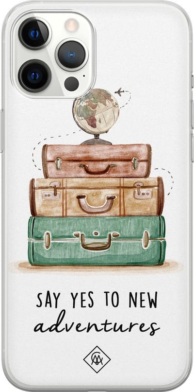 Casimoda® hoesje - Geschikt voor iPhone 12 Pro Max - Wanderlust - Siliconen/TPU telefoonhoesje - Backcover - Tekst - Multi