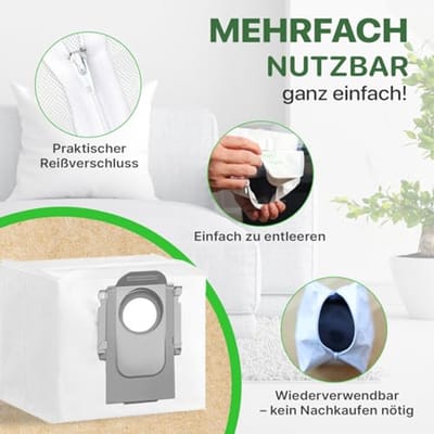 Herbruikbare Stoffen Zakset - 3 Stuks - Geschikt voor Robotstofzuigers - Duurzaam en Wasbaar
