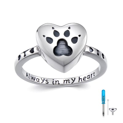 Luxe Asring – 925 Zilver - Handgemaakte Urn Ring / Crematie Ring – Urn - Gedenksieraad voor As van Overledene of Dierbare – Rouwsieraad / Memorial Ring - Voor As van honden - 17.25 mm