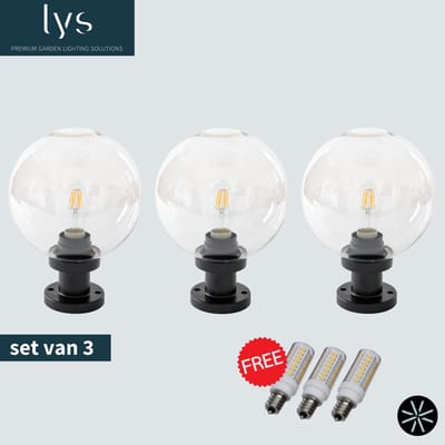 Iben Tuinbol Voordeelset - 3 Tuinbollen Ø35cm - Eenvoudige Buitenverlichting! Geen Gedoe met Grondkabels - Vervanger van Tuinverlichting op zonne-energie
