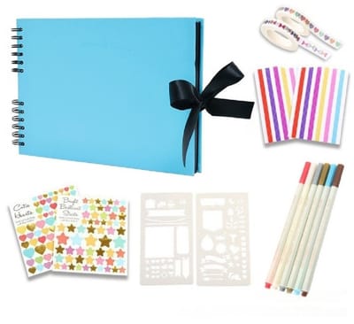 DIY-Scrapbookalbum — Inclusief 6 metallic stiften — Creatief scrapbook & fotoalbum — 40 vellen (80 pagina's) karton (290 x 205 mm) — Stevige hardcover & roestvrijstalen binding — Een bijzonder, gepersonaliseerd cadeau voor een dierbare