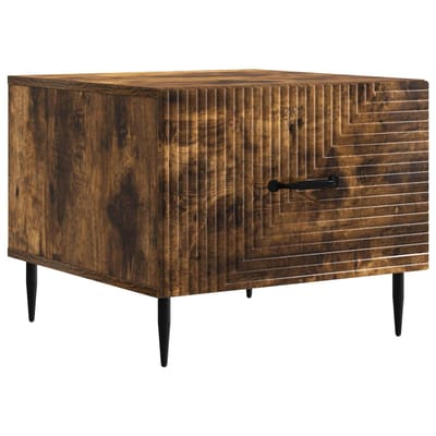 vidaXL - Salontafel - met - lade - Gerookt - eiken - 49 - x - 50 - x - 40 - cm - Bewerkt - hout