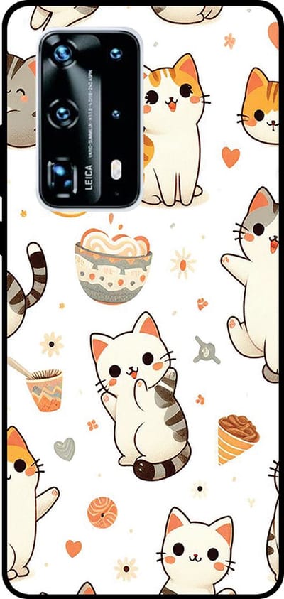 Smartphonica Telefoonhoesje Geschikt voor Huawei P40 Pro Plus met katten opdruk - TPU backcover case cat design geschikt voor Huawei P40 Pro Plus