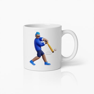 Dynamische Honkbalspeler Mok – Stijlvol Sport Cartoon Ontwerp – Perfect Cadeau voor Honkbalfans – Duurzame 330ml Keramische Beker