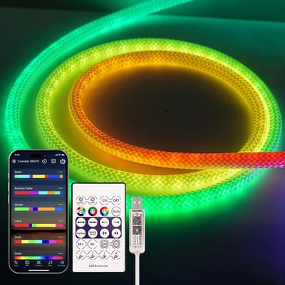 Neon LED Strip - Ronde Verlichting - Decoratieve Verlichting - 360 Graden Licht - 1 Meter - RGB Kleuren