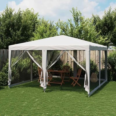 Partytent met zijpanelen - Tuintent Paviljoen - Buitenfeesten Organiseren - Waterdicht HDPE dak - 4 x 4 meter - Wit