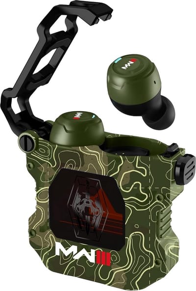 COD260 Call of Duty Modern Warfare III TWS Oortelefoon met Draadloos Oplaadhoesje in Olijfgroen Camo
