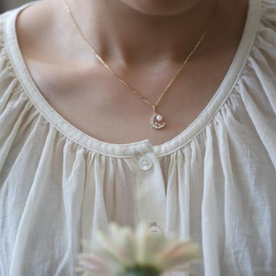 S925 Sterling Zilver Verguld Parel Ketting Vrouwelijk Maanvormige Hanger Ins Wilde Niche Sleutelbeenketting gray