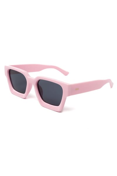 KIMU® Zonnebril Lichtroze Vierkant Dik Montuur - Roze Montuur - Zwarte Glazen - Rechthoek Geometrisch Oversized Designer Hollywood Elegant Zomer Festival