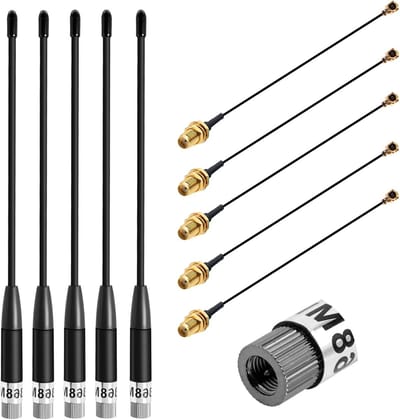 LoRa Antenne met 10dBi Gain voor Lange Afstand, Geschikt voor ESP32 en Meshtastic, Inclusief SMA Male en U.FL IPX Kabel (5 Stuks)