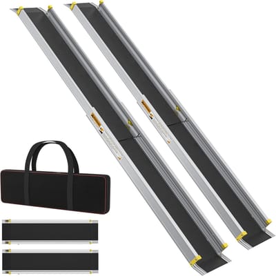 5 Ft Uitrekbare Drempelramp | 91-152Cm Rollstoel- En Scooterrampen | Anti-Verschuivende Aluminium Ramp | Draagkracht Tot 300Kg | Geschikt Voor Thuistreppen, Deuren En Traptreden NAIZY