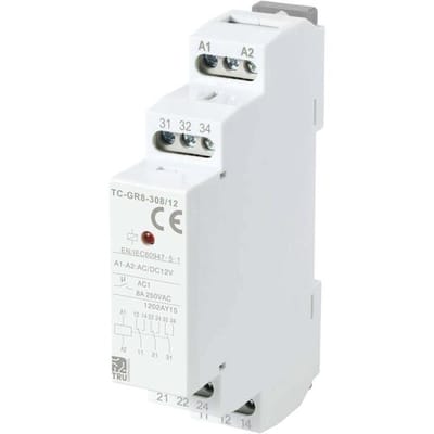 TRU COMPONENTS TC-GR8-308/12 Hulpschakelaar 3x wisselcontact 12 V/AC, 12 V/DC 8 A 1 stuk(s)