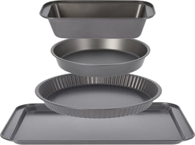 La Cucina 4-Delige set bakvormen - cakevormen - met anti-aanbak laag - zwart