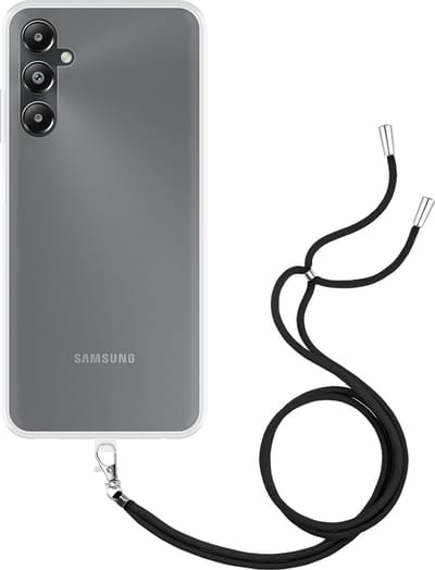 Cazy hoesje met koord geschikt voor Samsung Galaxy A05s Hoesje met Koord - Flexibele Case - Transparant