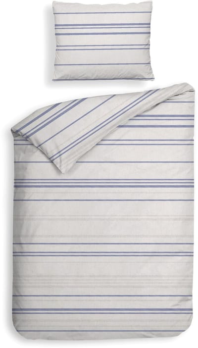 Heckettlane Dekbedovertrek Mattia - Bedlinnen met Strepen print - 140x200-220 cm - Grijs - Dekbedovertrek van 100% Katoen-Flanel