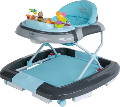 ib style® Loopstoel Babywalker - Baby Loopwagen - Looptrainer - Speelset en Dienblad - Schommelfunctie - Muziekfunctie - Little World - Turkoois