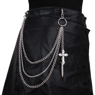 Punk Spike Klink Laag Metalen Ketting Sleutelhangers Voor Mannen Vrouwen Broek Jeans Biker Gotisch Rock Riem Kettingen Sieraden Accessoires Cadeau black
