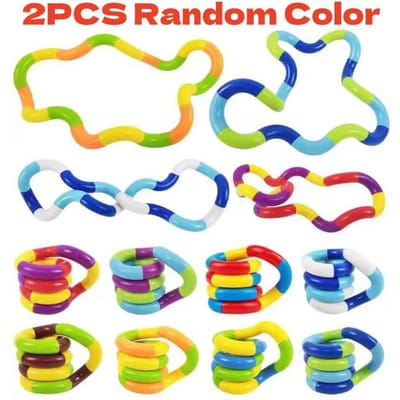 2 Stuks Regenboog Cirkel Knoop Touw Twist Fidget Speelgoed - Sensorische Autisme Therapie Anti Stress Kinderen Fidget Speelgoed Jouet Antiestres Niños blue