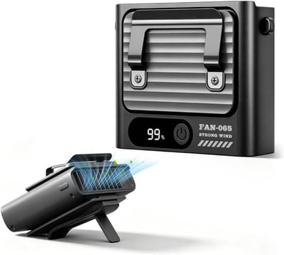 Draagbare Tailleventilator | Zwart Oplaadbare Persoonlijke Ventilator | 5 Snelheden Sterke Borstelloze Motor | Digitaal Display Temperatuurbescherming | 3-in-1 Taille Nek Bureau | Voor Buitenwerk Bouw Reizen Kamperen| Cyslmuk®