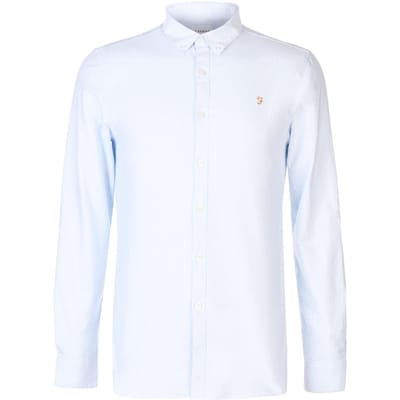 Farah Vintage Oxford-overhemd met lange mouwen en knoopsluiting voor heren (Hemelsblauw)
