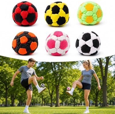 6 stuks Hacky Sack - Voetbal-hacky sacks - 6 cm - handgemaakte gebreide Hacky voetbalballen - Footbag - Zakjes Gooien - voor het trainen van je Hacky-vaardigheden - Geschikt als Cadeau - voor Kinderen, Verschillende Kleuren, Buitenspeelgoed