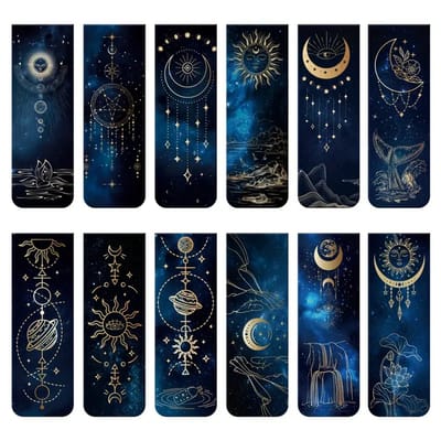12 Stuks Magnetische Bladwijzers | Hemels - Mystiek Design met Zon, Maan & Sterrenbeelden | Ideaal Cadeau voor Astrologie Fans & Lezers | Viwado®
