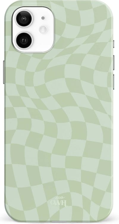 xoxo Wildhearts Pretty Pistache - Single Layer - Hoesje geschikt voor iPhone 11 case - Siliconen hoesje met golvenprint - Golvende blokjes - Geblokt - Hardcover - Beschermhoes - Optimale bescherming - Groen