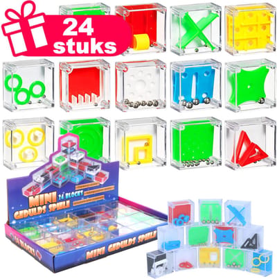Henbrandt - 24 Stuks Geduldspelletjes Kubus - Mini Puzzels - Traktatie Uitdeelcadeautjes voor kinderen - Traktatie uitdeelcadeautjes voor kinderen - Traktaties en kinderverjaardagen - Klein grabbelton speelgoed voor in traktatie uitdeelzakjes