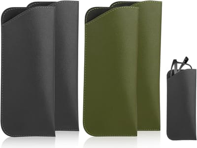 Set van 4 Beschermhoezen voor Zonnebrillen en Leesbrillen van Zacht PU Leer, Draagbare Brilcases in Zwart en Groen, Ideaal voor Reis en Opberging