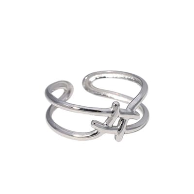 Aramat Jewels | Ringen | Verstelbare Ring - Vierkant met Lijnen - One Size | Zilverkleur | |10mm | Staal | Volwassenen | Verkleurd niet