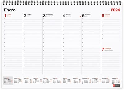 Weekplanner 2024 Bureau A3 met Notitieveld - Dubbel Spiraalbinding