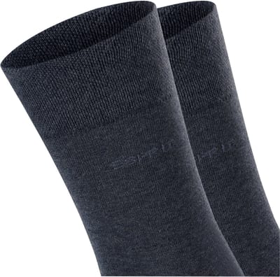 Esprit Basic Easy 2-Pack drukvrije comfort tailleband katoen multipack sokken heren grijs - maat 39-42
